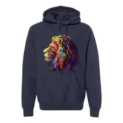 Colorful Lion Head Design Pop Art Style Premium Hoodie