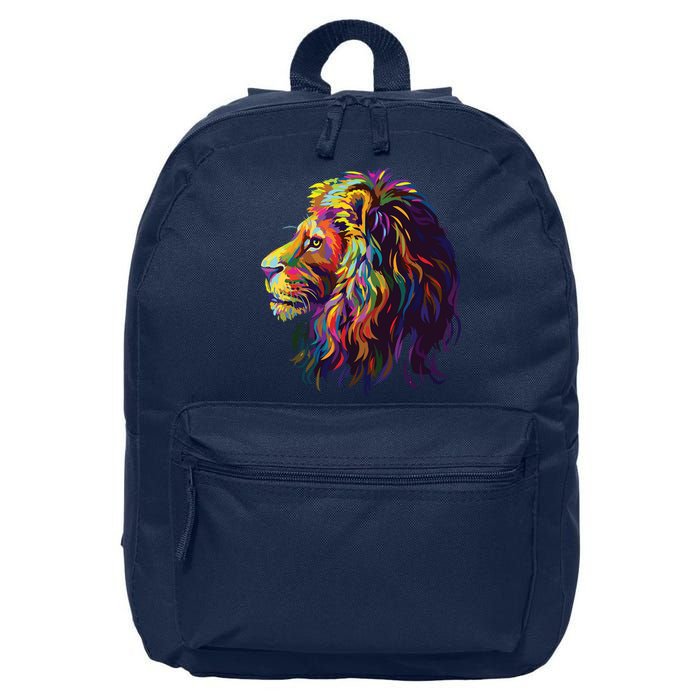 Colorful Lion Head Design Pop Art Style 16 in Basic Backpack