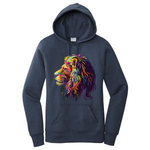 Colorful Lion Head Design Pop Art Style Women's Pullover Hoodie