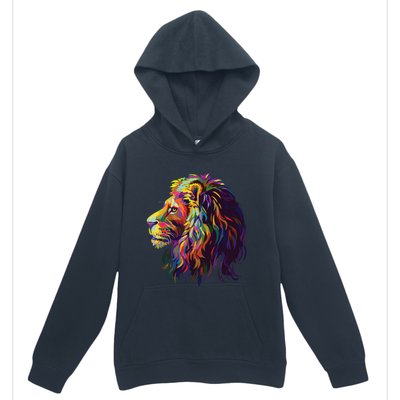 Colorful Lion Head Design Pop Art Style Urban Pullover Hoodie