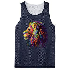 Colorful Lion Head Design Pop Art Style Mesh Reversible Basketball Jersey Tank