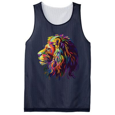 Colorful Lion Head Design Pop Art Style Mesh Reversible Basketball Jersey Tank