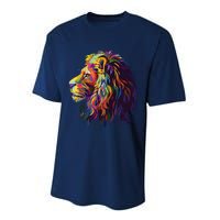 Colorful Lion Head Design Pop Art Style Performance Sprint T-Shirt