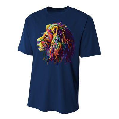 Colorful Lion Head Design Pop Art Style Performance Sprint T-Shirt