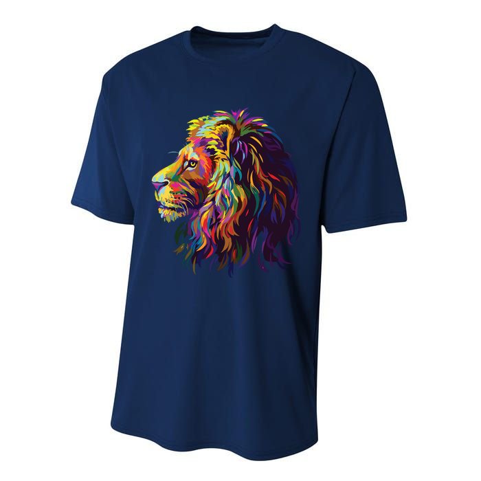 Colorful Lion Head Design Pop Art Style Performance Sprint T-Shirt