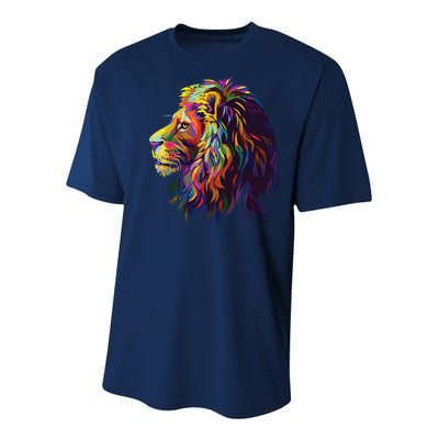 Colorful Lion Head Design Pop Art Style Youth Performance Sprint T-Shirt