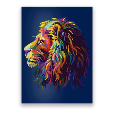 Colorful Lion Head Design Pop Art Style Poster