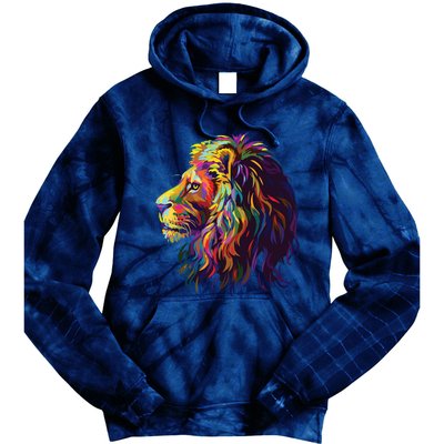 Colorful Lion Head Design Pop Art Style Tie Dye Hoodie