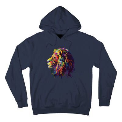 Colorful Lion Head Design Pop Art Style Tall Hoodie