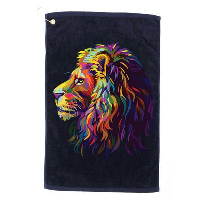 Colorful Lion Head Design Pop Art Style Golf Towel