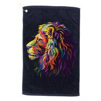 Colorful Lion Head Design Pop Art Style Golf Towel