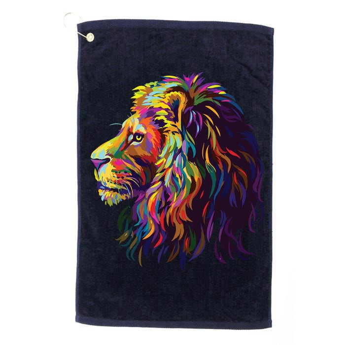 Colorful Lion Head Design Pop Art Style Golf Towel