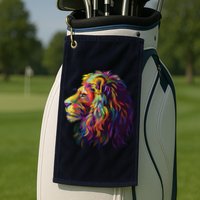 Colorful Lion Head Design Pop Art Style Golf Towel