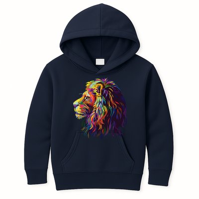 Colorful Lion Head Design Pop Art Style Kids Hoodie