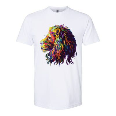 Colorful Lion Head Design Pop Art Style Softstyle® CVC T-Shirt