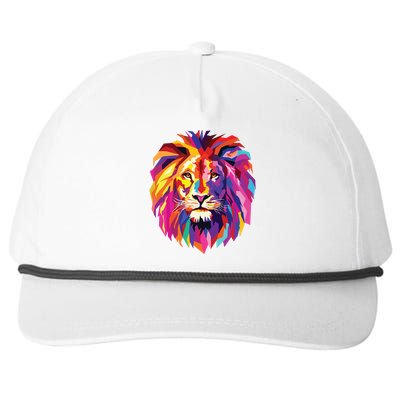 Cool Lion Head Design With Bright Colorful Snapback Five-Panel Rope Hat