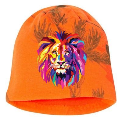 Cool Lion Head Design With Bright Colorful Kati - Camo Knit Beanie