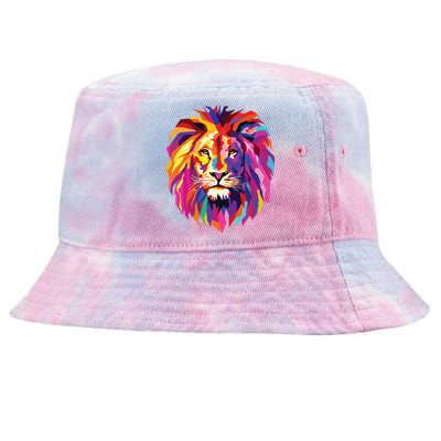 Cool Lion Head Design With Bright Colorful Tie-Dyed Bucket Hat