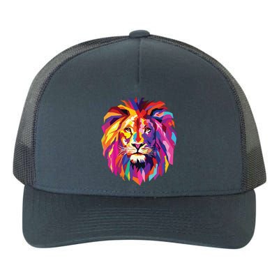 Cool Lion Head Design With Bright Colorful Yupoong Adult 5-Panel Trucker Hat