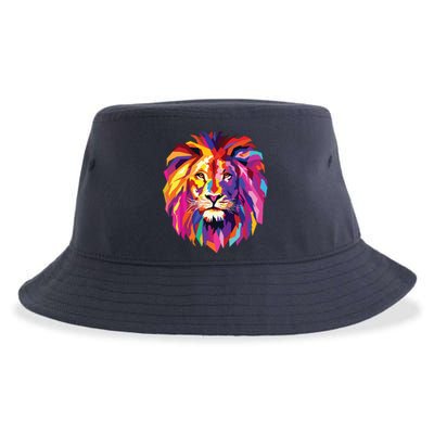 Cool Lion Head Design With Bright Colorful Sustainable Bucket Hat