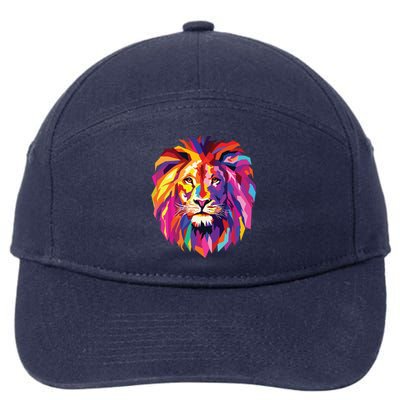 Cool Lion Head Design With Bright Colorful 7-Panel Snapback Hat