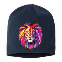 Cool Lion Head Design With Bright Colorful Sustainable Beanie