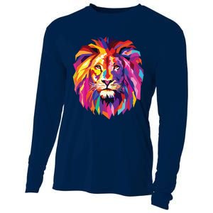 Cool Lion Head Design With Bright Colorful Cooling Performance Long Sleeve Crew