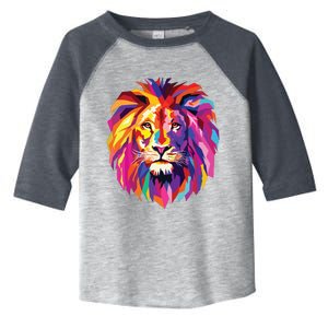 Cool Lion Head Design With Bright Colorful Toddler Fine Jersey T-Shirt