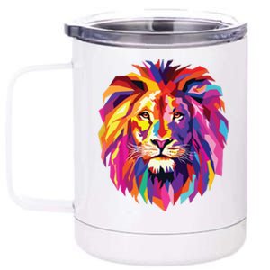 Cool Lion Head Design With Bright Colorful 12 oz Stainless Steel Tumbler Cup