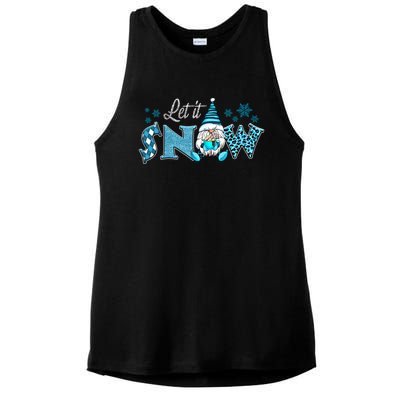 Christmas Let It Snow Santa Gnomes Hat Christmas Lights Gift Ladies PosiCharge Tri-Blend Wicking Tank