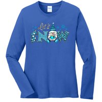 Christmas Let It Snow Santa Gnomes Hat Christmas Lights Gift Ladies Long Sleeve Shirt