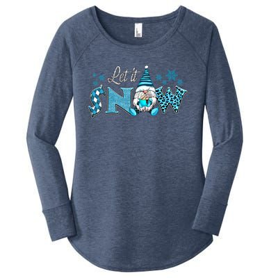 Christmas Let It Snow Santa Gnomes Hat Christmas Lights Gift Women's Perfect Tri Tunic Long Sleeve Shirt