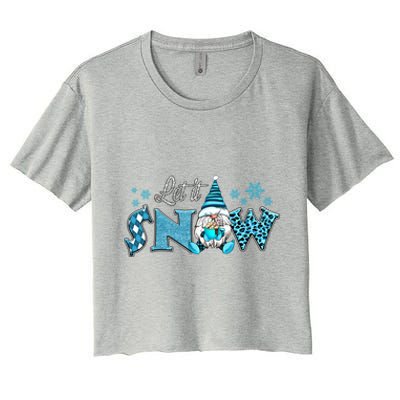 Christmas Let It Snow Santa Gnomes Hat Christmas Lights Gift Women's Crop Top Tee