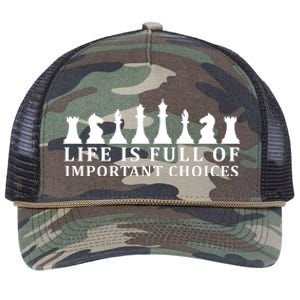 Chess Life Is Full Of Important Choices Retro Rope Trucker Hat Cap