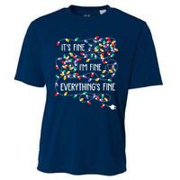 Christmas Light It's Fine I'm Fine Everything Is Fine Cooling Performance Crew T-Shirt