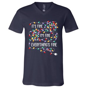 Christmas Light It's Fine I'm Fine Everything Is Fine V-Neck T-Shirt