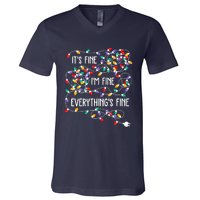 Christmas Light It's Fine I'm Fine Everything Is Fine V-Neck T-Shirt