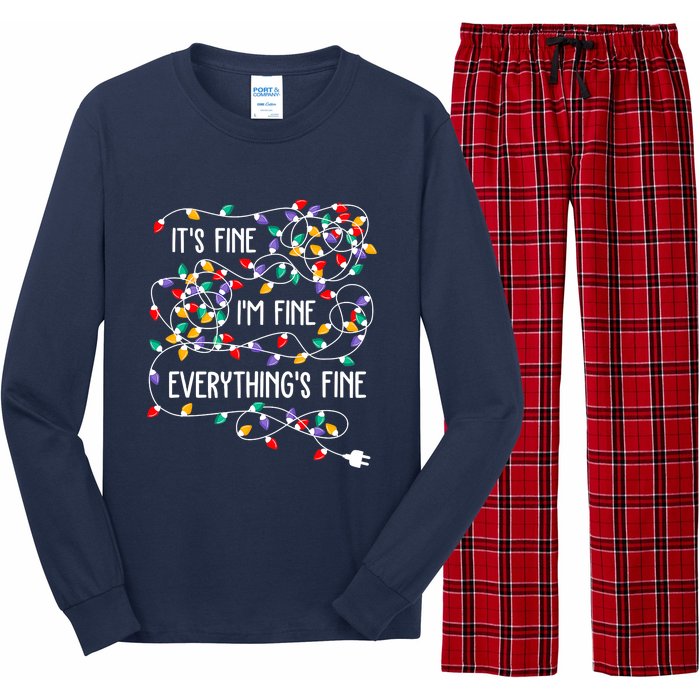 Christmas Light It's Fine I'm Fine Everything Is Fine Long Sleeve Pajama Set