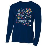 Christmas Light It's Fine I'm Fine Everything Is Fine Cooling Performance Long Sleeve Crew