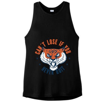 Can't Lose If You Never Quit Tiger Hustle Motivation Ladies PosiCharge Tri-Blend Wicking Tank