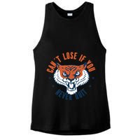 Can't Lose If You Never Quit Tiger Hustle Motivation Ladies PosiCharge Tri-Blend Wicking Tank