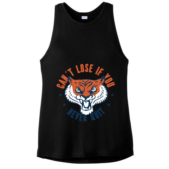 Can't Lose If You Never Quit Tiger Hustle Motivation Ladies PosiCharge Tri-Blend Wicking Tank