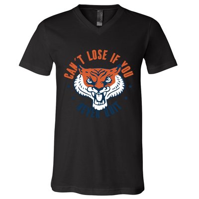 Can't Lose If You Never Quit Tiger Hustle Motivation V-Neck T-Shirt