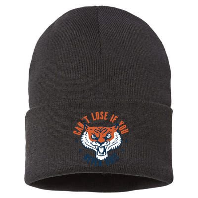 Can't Lose If You Never Quit Tiger Hustle Motivation Sustainable Knit Beanie