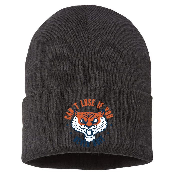 Can't Lose If You Never Quit Tiger Hustle Motivation Sustainable Knit Beanie