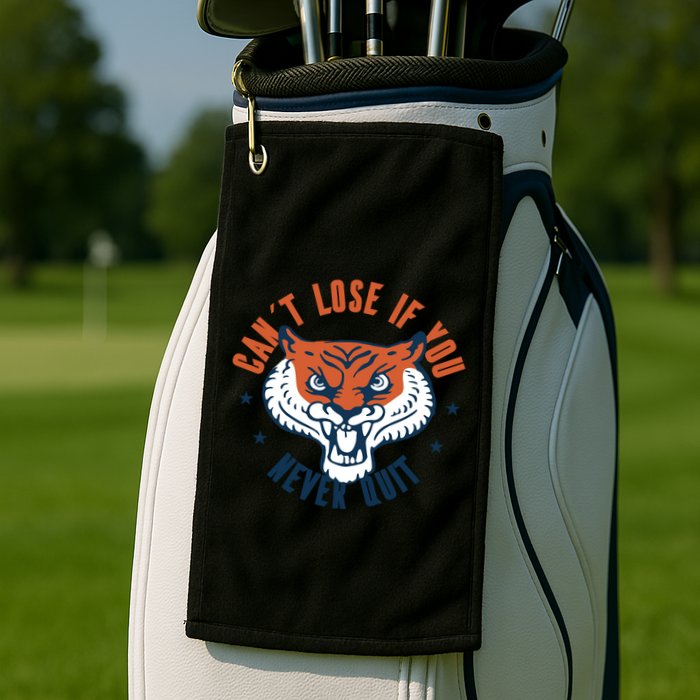 Can't Lose If You Never Quit Tiger Hustle Motivation Golf Towel
