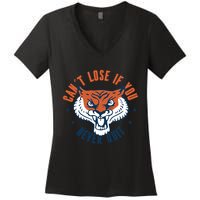 Can't Lose If You Never Quit Tiger Hustle Motivation Women's V-Neck T-Shirt