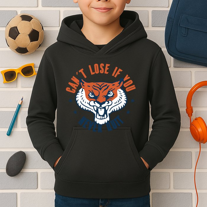 Can't Lose If You Never Quit Tiger Hustle Motivation Kids Hoodie
