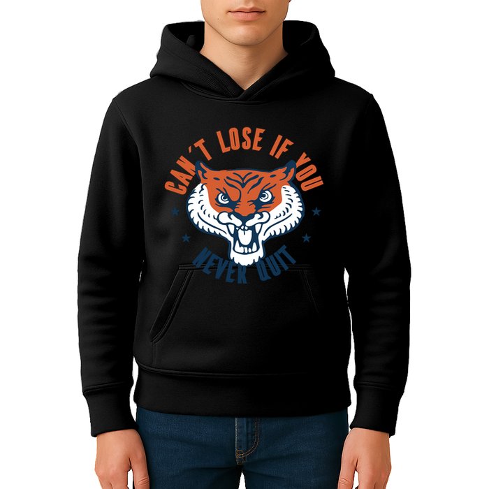 Can't Lose If You Never Quit Tiger Hustle Motivation Kids Hoodie