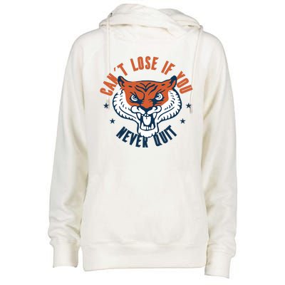 Can't Lose If You Never Quit Tiger Hustle Motivation Womens Funnel Neck Pullover Hood